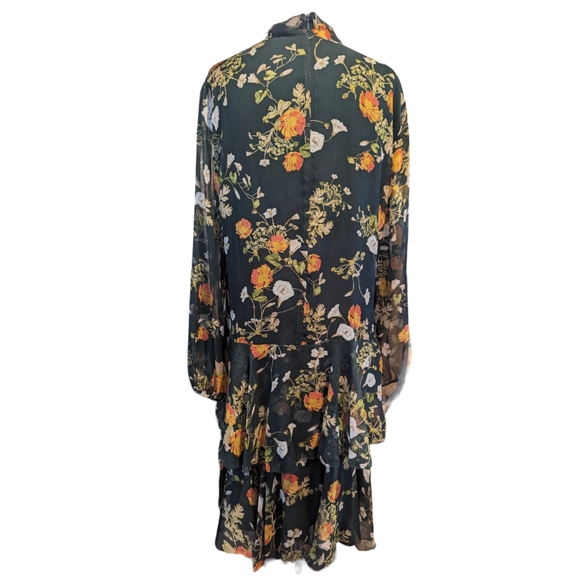 Lauren Ralph Lauren Womens Raisa Chiffon Floral Print Casual Dress Green Size:12 - Picture 3 of 16